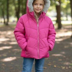 Winter Coat Hooded lollipop Pink Zero Xposur Zip Girl size M 10/12 New